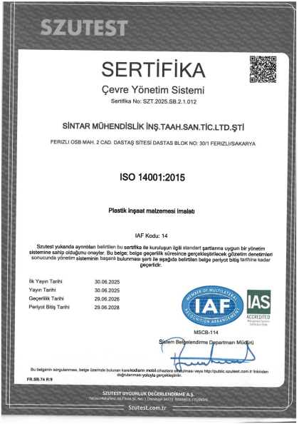 ISO 14001:2015 belgesi ön izlemesi