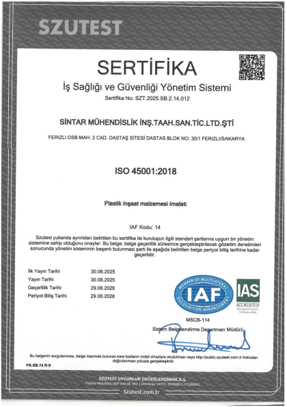 ISO 45001:2018 belgesi ön izlemesi