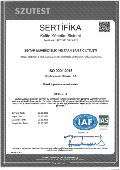 ISO 9001:2015 belgesi ön izlemesi